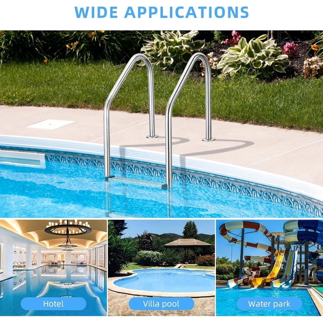 GloryStar Inground Pool Ladder,304 Stainless Steel Swimming Pool Ladder,Non-Slip Swimming Pool Ladder for Deep End, Easy Assembly, 380lbs Load Capacity - Perfect for Indoor/Outdoor Pools