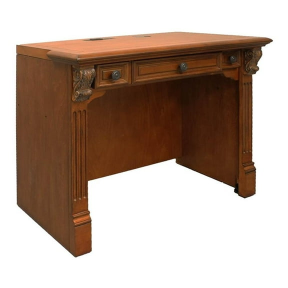 Pemberly Row Contemporary 40"W Wood Library Desk in Brown Finish