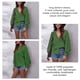 thumbnail image 5 of Cuello linterna manga blusa Top mujeres color puro V cuello botón camisa para el uso diario, 5 of 6