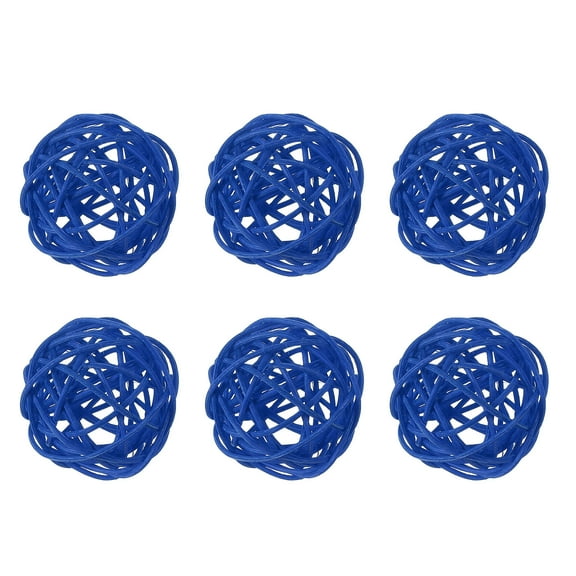Uxcell 6 Pcs Wicker Rattan Balls 2 Inch Rattan Decorative Balls Vase Fillers for Wedding Party Centerpiece Bowls Home Decoration, Blue