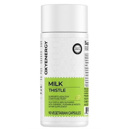 OXYENERGY Milk Thistle Extract 300mg with Silymarin, Vitamin C, Inositol and Pueraria Liver Support 90 Capsules