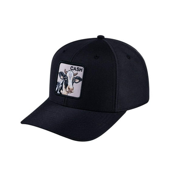 Unisex V2 Embroidered The Cow, 6-Panel Baseball Cap, Black/Black, Adjustable Fit