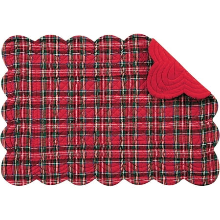 

C&F Home Red Plaid Placemat Quilted Reversible Christmas Holidays Set Of 6 Rectangular Placemat Set of 6 Red