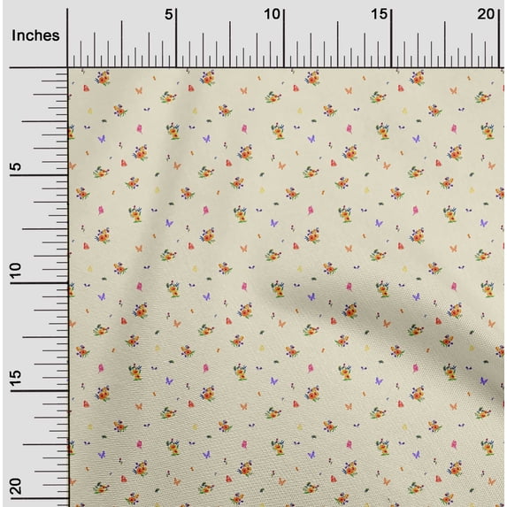 oneOone Polyester Lycra Fabric Leaves|Insect & Flower Floral Print Fabric by Yard 56 Inch Wide