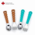 thumbnail image 1 of Melii spoon & fork set for baby & toddler, 4-piece stainless steel & plastic utensil set, 12+ months, bear & shark, 1 of 6