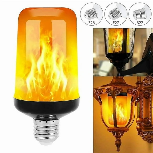 2 pcs LED flame lamp 5w simulated flame effect Halloween decoration lamp (E27 yellow flame)'