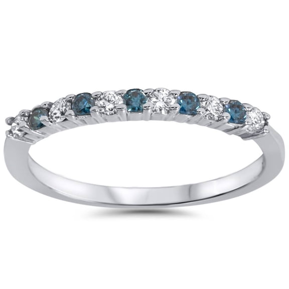Pompeii 1/4ct Blue & White Diamond Anniversary Ring 14K White Gold (G/H,I2)