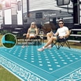 thumbnail image 4 of Findosom 8'x10' Teal Large Outdoor Rug Outdoor Mat RV Outdoor Rug Reversible Plastic Straw Rug Patio Rug Waterproof Foldable Portable Camping Rug for RV, Patio, Backyard, Deck, Picnic, Beach, Trailer, 4 of 12