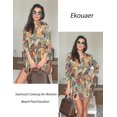 thumbnail image 3 of Ekouaer Beach Cover Ups for Women V Neck Bathing Suit Cover Up Bikini Swimsuit Coverup Beach Dress Shirt, 3 of 4