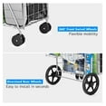thumbnail image 3 of Grocery Shopping Cart, Foldable Heavy Duty Jumbo Utility Cart w/ 360° Rolling Swivel Wheels & Extra Basket, Lightweight Trolley Cart for Grocery Laundry Luggage (Sliver), 3 of 7