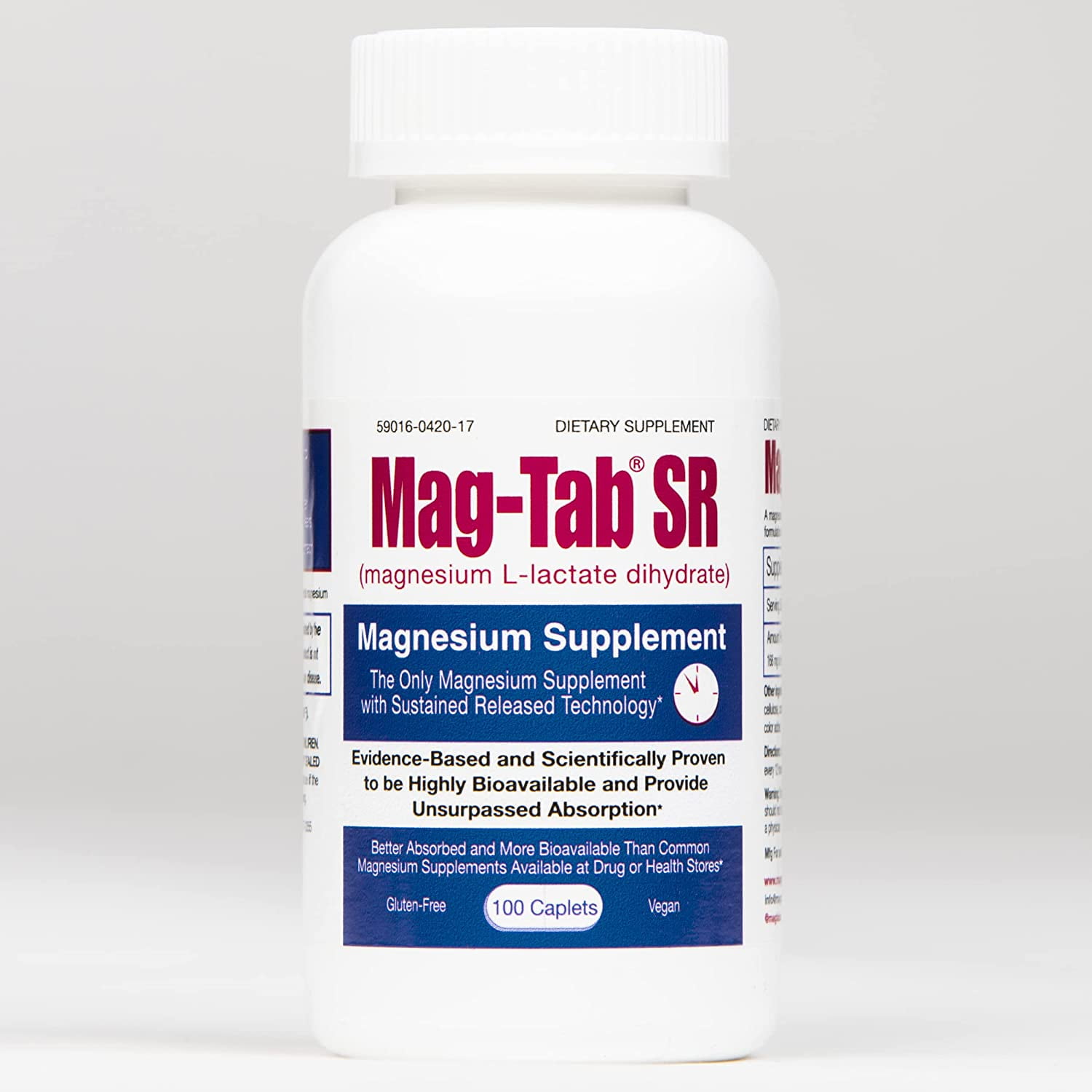 MagTab Sr Magnesium Supplement LLactate Dihydrate 84mg, GlutenFree
