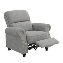 ProLounger Bustle-Back Pushback Recliner with Nailheads in Grey Chenille