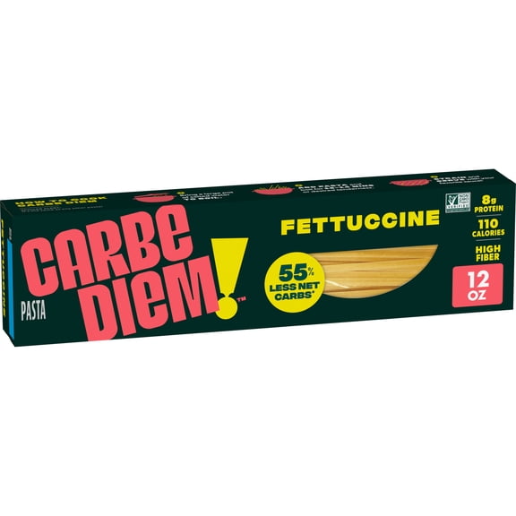 Carbe Diem Fettucine Pasta 55% Fewer Net Carbs High Fiber