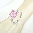 thumbnail image 3 of Emerald-Cut Lab-Created Pink Topaz and Moissanite Solitaire Engagement Ring in 925 Sterling Silver for Women – Elegant, Sparkling, and Timeless, 3 of 6