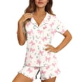 thumbnail image 1 of TaTaai Womens Button Down Pajama Set Soft Lightweight Short Sleeve Top Ruffle Shorts Notch Collar Elastic Waist Comfortable Sleepwear Loungewear For Spring Summer Daily Nightwear Gift, 1 of 7