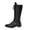 Black, variant on Women's Knee High Boots Chunky Low Heel Lace Up Work Boots Women's Fashion Casual Solid Color Fall Winter Round Toe Zipper Classic Shoes