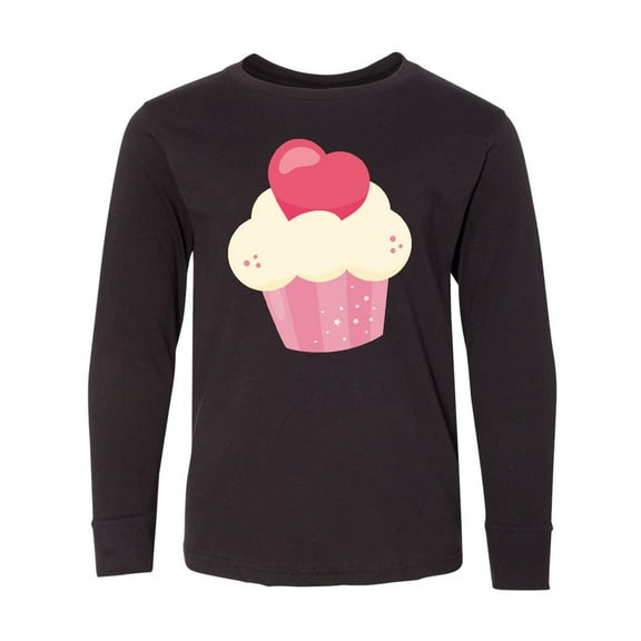 Inktastic Pink Cupcake, Pink Muffin, Cupcake Icing, Hearts Long Sleeve Youth T-Shirt