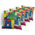 thumbnail image 5 of Ambesonne Art Throw Pillow Cover 4 Pack, Vivid Mondrian Squares, 18", Multicolor, 5 of 7