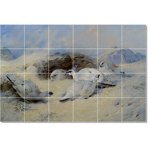 Ceramic Tile Mural-Archibald Thorburn Birds Painting 19. 72" w x 48" h using (24) 12 x 12 ceramic tiles