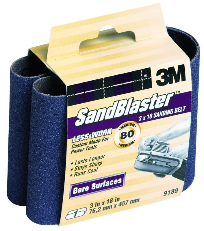 3M SandBlaster 3 x 18 Sanding Belts 3 Pack 50 80 120 Grit Lot 9190 9189 9188 
