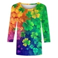 thumbnail image 4 of RXMEKW T-Shirt Imprimé pour Femmes à Manches 3/4 et Col Rond, Chemisier Décontracté Vert pour la Saint-Patrick et le Printemps, 4 of 5