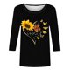 thumbnail image 3 of Tops de Cuello Redondo para las Mujeres Moda Impresa 3/4 Mangas Blusa Casual Top, Estante de Imitación, 3 of 5