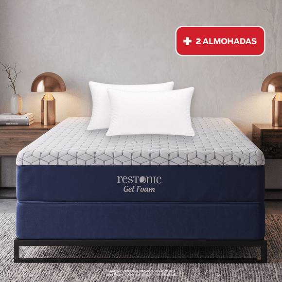 Colchon Restonic Matrimonial Gel Foam 2 Almohadas SC