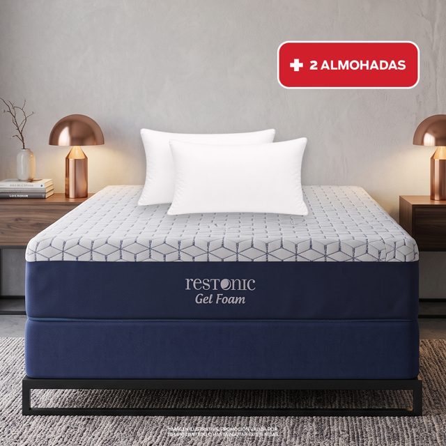 Colchon Restonic Matrimonial Gel Foam 2 Almohadas SC