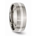 thumbnail image 4 of Titanium/Silver Two-Tone Titanium Brushed With Sterling Silver Inlay 8mm Band (Size 12) Made In China tb211-12, 4 of 4