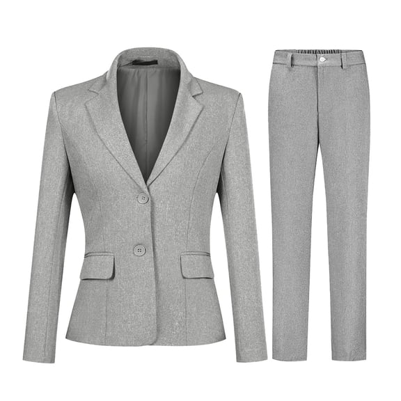 AZoiNM Women's 2 Piece Slim Fit Blazer Suit Set - Two Button Lapel Collar Business Casual Outfits with Elastic Waist Pants for Office Work Interview All Seasons