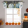 thumbnail image 6 of White Blue Pumpkin Valances for Windows, 42 x 18in, Fall Leaves Yellow Flower Black Letter Rod Pocket Kitchen Valance Curtain Light Filtering Window Treatments for Living Room Bedroom, 1 Panel, 6 of 7