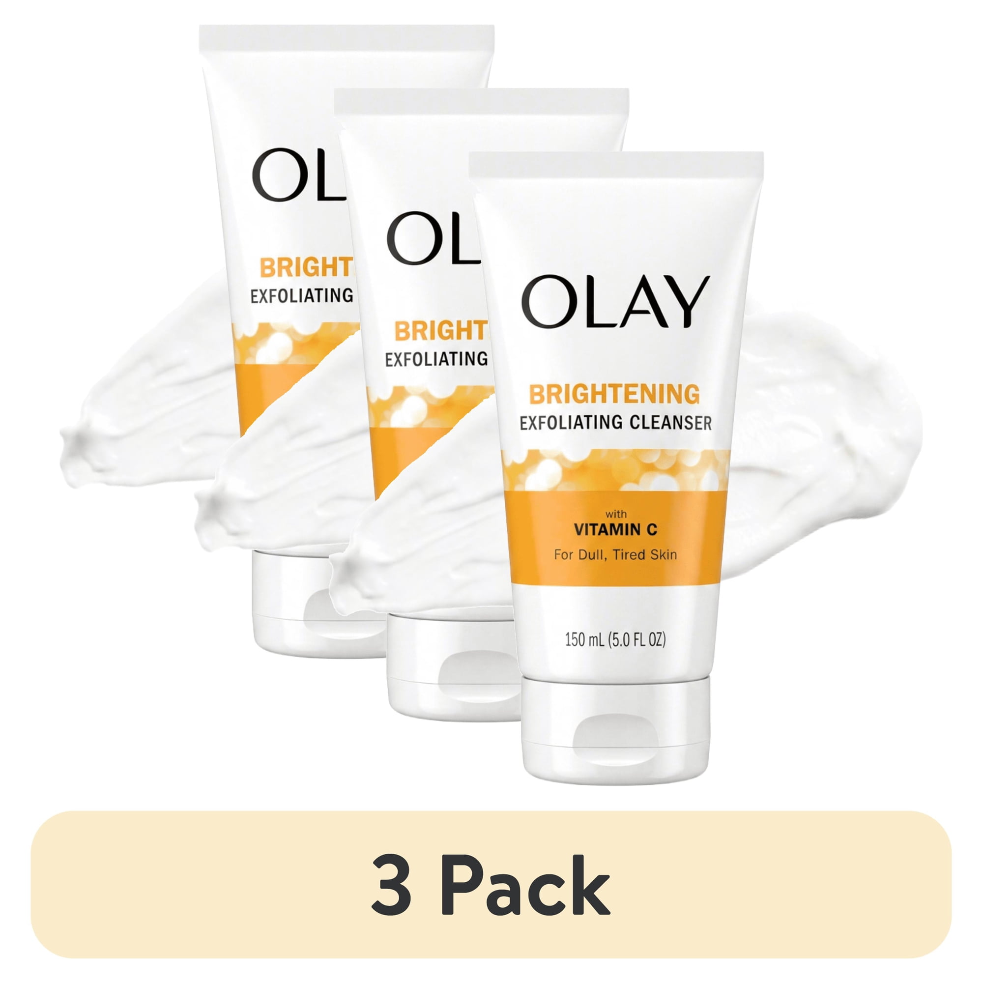 (3 pack) Olay Face Wash, Vitamin C Cleanser, Exfoliating Face Scrub, Hydrating Dull Skin 5.0fl oz