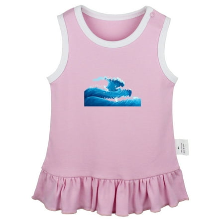 

Nature Sea Wave Pattern Dresses For Baby Newborn Babies Skirts Infant Princess Dress 0-24M Kids Graphic Clothes (Pink Sleeveless Dresses 12-18 Months)