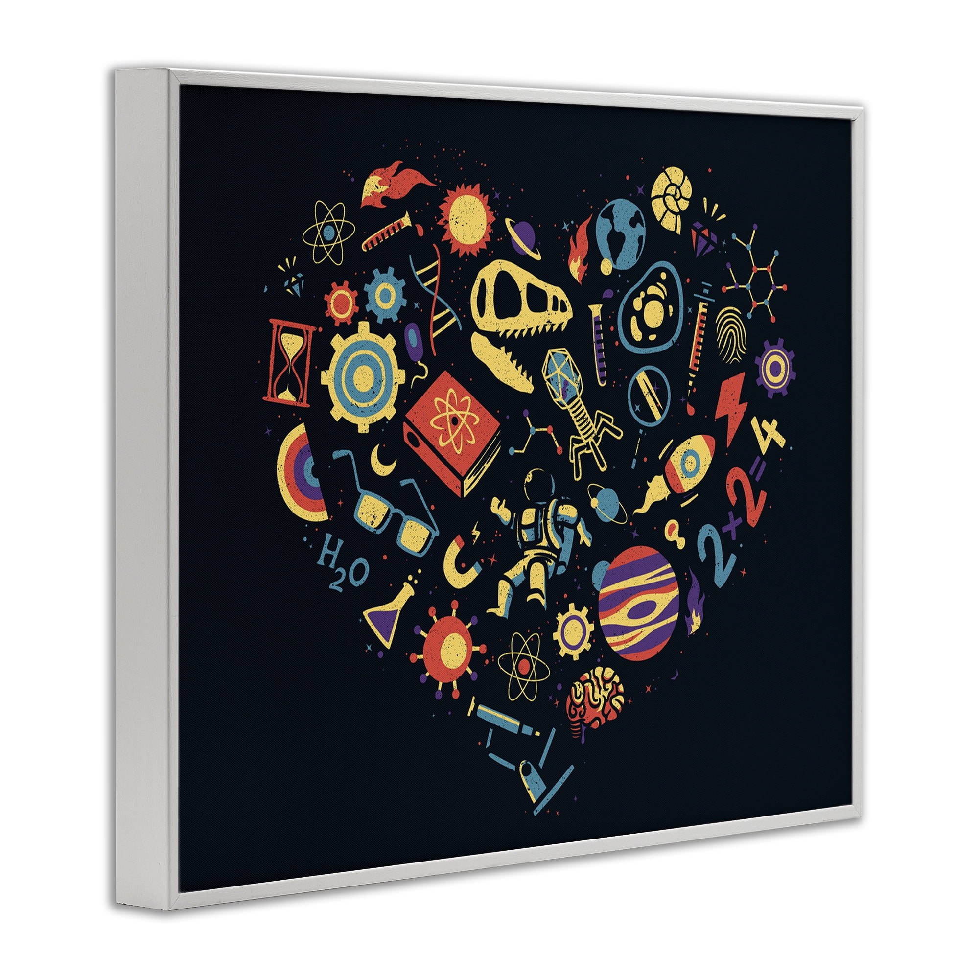 Stupell Industries Retro Science Heart White Framed Giclee Art, design by Tobe Fonseca