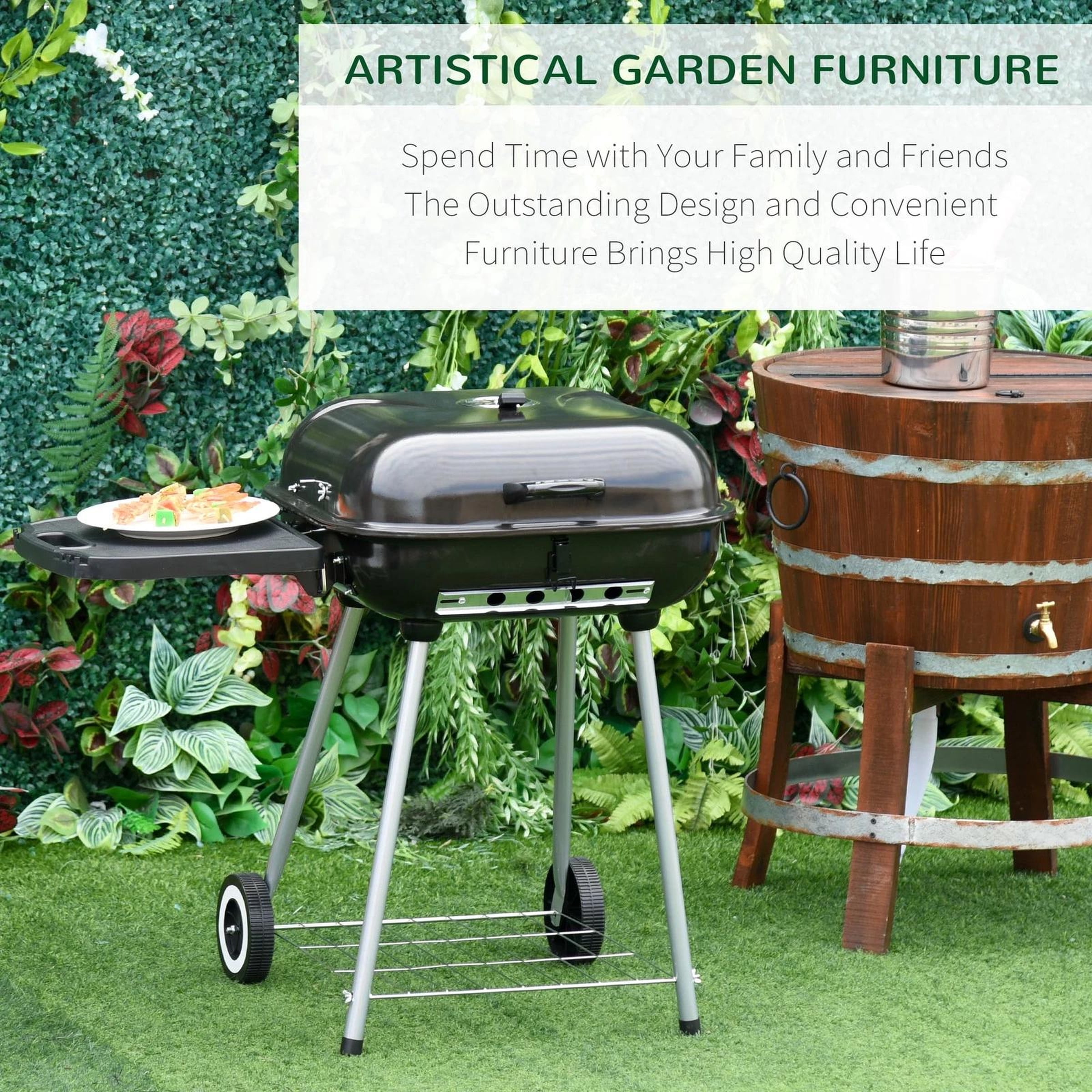 22 inch Portable BBQ Charcoal Steel Grill Camping Backyard Cooking w/Wheels