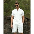 thumbnail image 3 of BUYJYA 2 Pieces Men's Tracksuit Casual Quarter Zip Shirt and Shorts Set for Beach Strolls Tennis Golf, 3 of 8