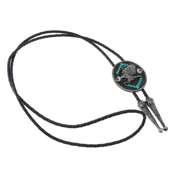 crativent Vintage Leather Bolo Tie Necktie Western Jewelry Eagle Indian Necklace