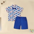 thumbnail image 2 of HCNTES Toddler Baby Boy 4th Of July Outfit Short Sleeve American Flag Bow Tie Button Down Shirt Top Shorts 2Pcs Set, 2 of 6