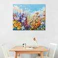 thumbnail image 2 of EastSmooth  Flowers Wall Art Canvas Daisy Colorful 3d Textured Picture Landscape Wildflowers Painting, Purple Yellow Floral Artwork Large Framed for Living Room Bedroom Bathroom Office Home Decor, 2 of 6