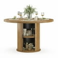 thumbnail image 1 of 43" Round Dining Table for 4 People, Small Wood Kitchen Table with Sturdy Metal Base, Modern Round Dinner Table for Dining Room, Easy Assembly, 1 of 5