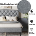 thumbnail image 4 of DeeHome Full size Adjustable Headboard with Fine Linen Upholstery and Button Tufting for Bedroom, Wave Top Light Gray, 4 of 9