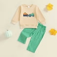 thumbnail image 2 of Futezty Toddler Boys Girls Clothes Fall Winter Outfit Sets, Baby Boy Girl Long Sleeve Round Neck Embroidery Elastic Waist 3M 6M 12M 18M 24M 2T 3T 3PCS Everyday, 2 of 6