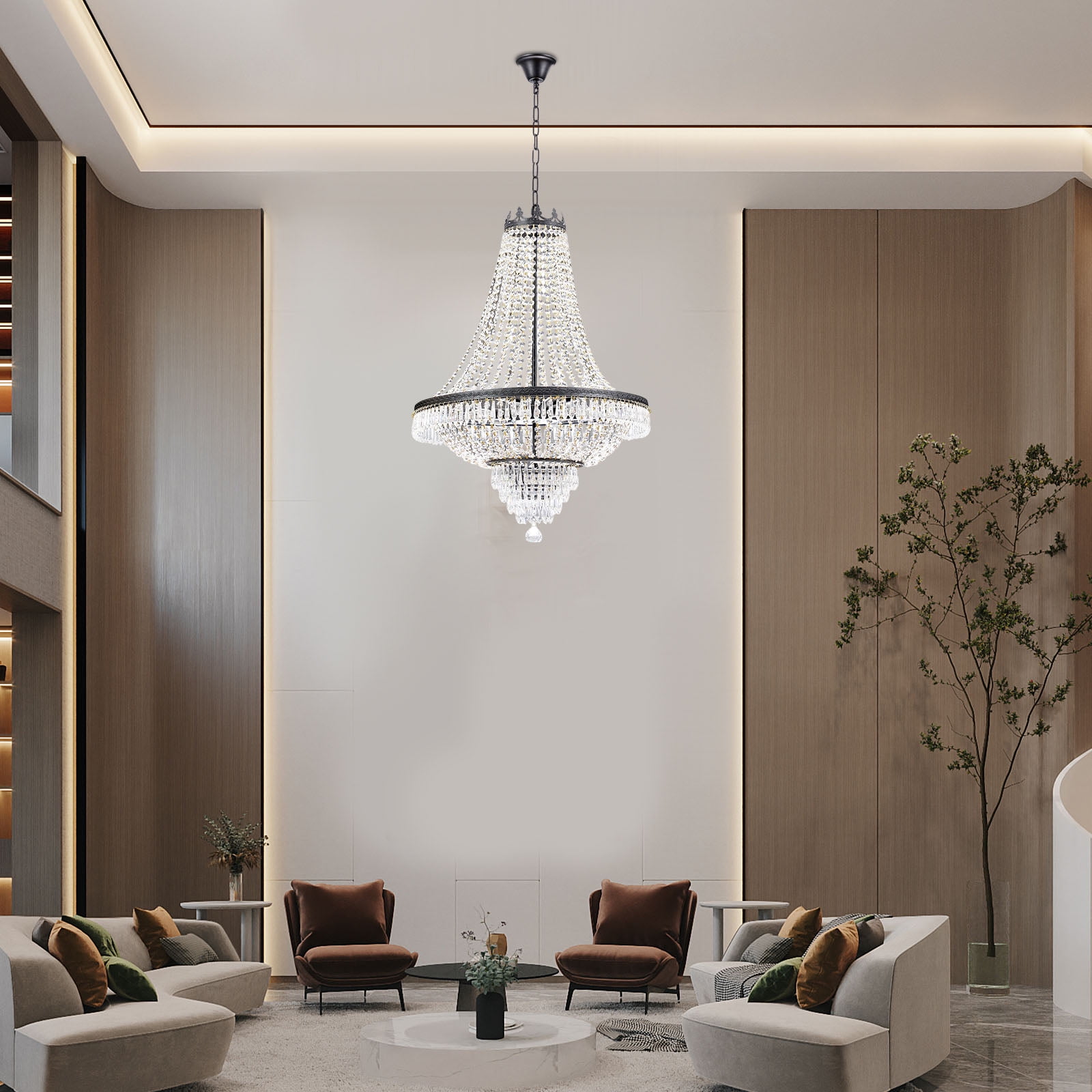 French Empire Crystal Chandelier Large Foyer Ceiling Light LED Lighting Fixture