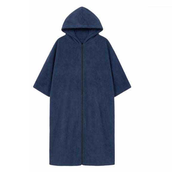 Djtdsds Kids' Solid Color Hooded Terry Cloth Beach Towel Poncho Robe with Zipper Cover-Up Size:One Size