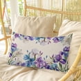 thumbnail image 4 of Blue Purple Flowers Pillow Covers, Linen Long Throw Pillow Case, Spring Seasonal Botanical Florals Holiday Pillow Protector Decorative Cushion Cover for Living Room/Bedroom 20" x 30", 4 of 8