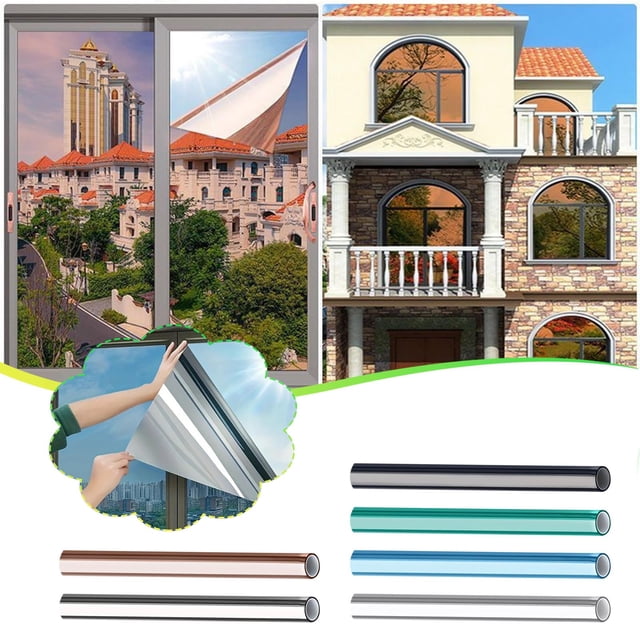 MTBLYS Pellicule pour Fenêtre Unidirectionnelle Bloquant le Soleil Pellicule Réfléchissante 17,7 X 118 Pouces Blocage des Rayons Infrarouges à 95 % Adhérence Statique Sans Colle Contrôle de la Chaleur Teinte pour Fenêtre