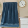 thumbnail image 4 of Bath Towel Cotton Unmixed Material | Super Absorbent Fast Dry | Double-Sided Plush Terry | Extra Large 70x140cm | Soft Touch | Home & Travel | Blue Khaki White, 4 of 6