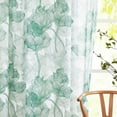 thumbnail image 2 of Exultantex Green White Semi Sheer Curtains 84inches LongLine Drawing Print Chiffon Lotus Floral Botanical Window Curtain Panels for Living Room,Rod Pocket,2 Pack, 2 of 5