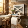 thumbnail image 2 of Autumn Alley White Barn Door Rustic Farmhouse Toilet Paper Holder with Phone Holder Shelf - Farmhouse Bathroom Accessories, 2 of 7