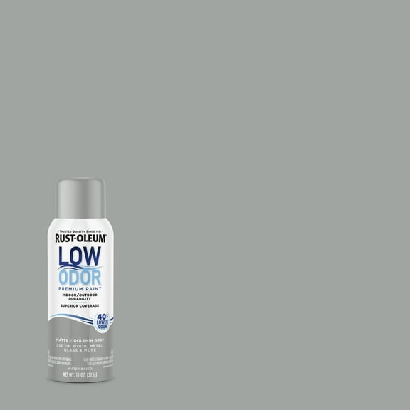 Dolphin Gray, Rust-Oleum Low Odor Premium Matte Spray Paint- 11 oz